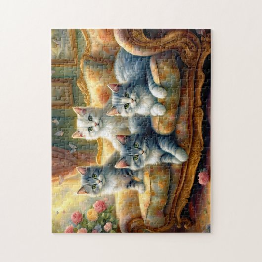 ソファーに寝る猫たち – かわいいヴィンテージの姿 ジグソーパズル (縦)