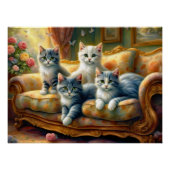 ソファーに寝る猫たち – かわいいヴィンテージの姿 ポスター (正面)