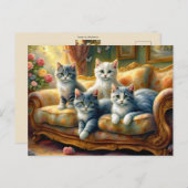 ソファーに寝る猫たち – かわいいヴィンテージの姿 ポストカード (正面/裏面)