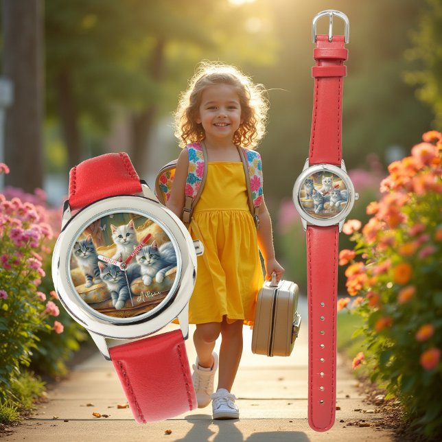 ソファーに寝る猫たち – かわいいヴィンテージの姿 腕時計 (クリエイターアップロード済み)