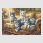 ソファーに寝る猫たち – かわいいヴィンテージの姿 薄葉紙 (正面)