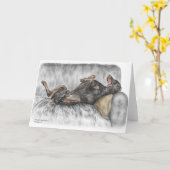 ソファーのおもしろいなドーベルマン犬 カード (黄色い花)