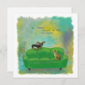 ソファーのおもしろいのオリジナルの芸術のチワワのマット 招待状 (正面/裏面)