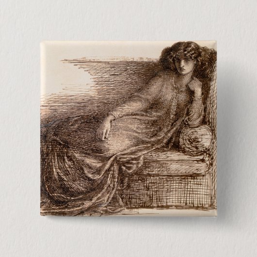 ソファーのジェーンMorris Reclining夫人 缶バッジ (正面)