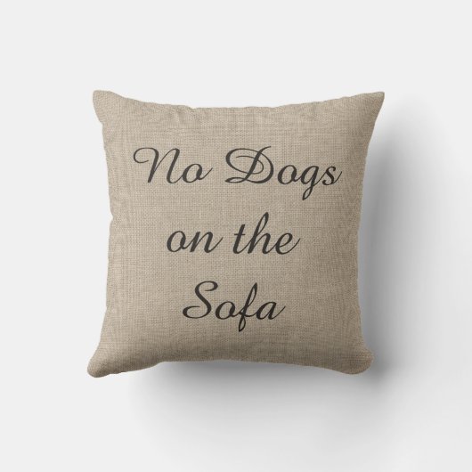 ソファーのバーラップの枕の犬無し クッション (裏面)