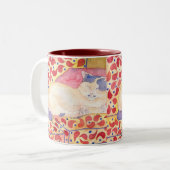 ソファーのマグのカラフルな猫 ツートーンマグカップ (正面左)