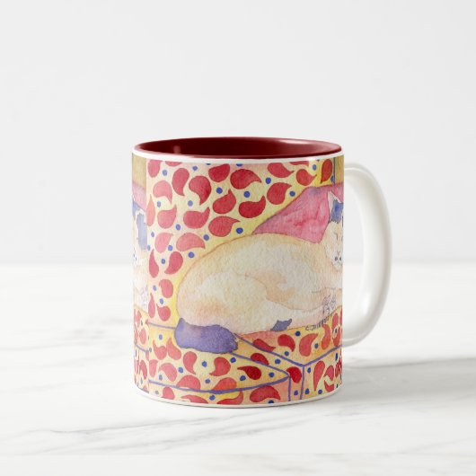 ソファーのマグのカラフルな猫 ツートーンマグカップ (正面右)