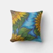 ソファ又はベッド用ひまわりプリント装飾用クッション クッション (正面)