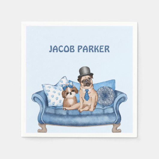 ソファ最高のーの友だち犬 スタンダードカクテルナプキン (正面)