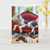 ソファ誕生日 カード (黄色い花)