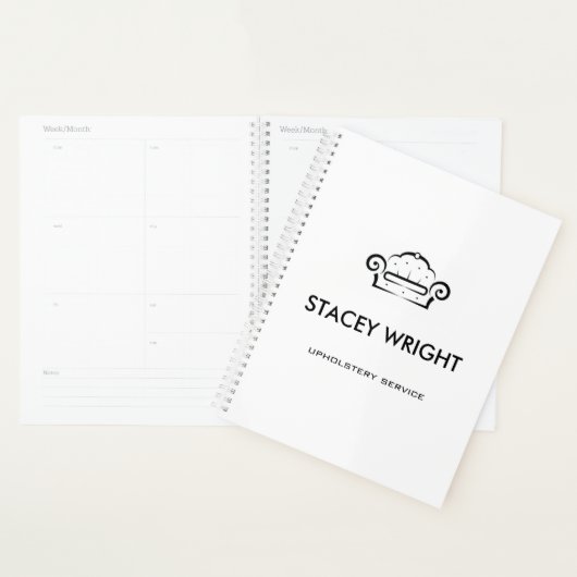 ソファ黒のシルエットの上張り白 プランナー手帳 (ディスプレー)