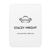 ソファ黒のシルエットの上張り白 マグネット (縦)