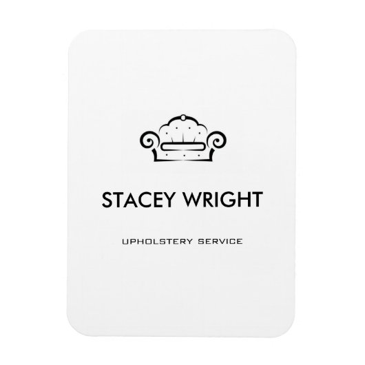 ソファ黒のシルエットの上張り白 マグネット (縦)