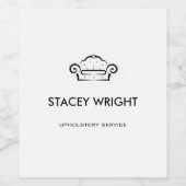 ソファ黒のシルエットの上張り白 ワインラベル (シングルラベル)