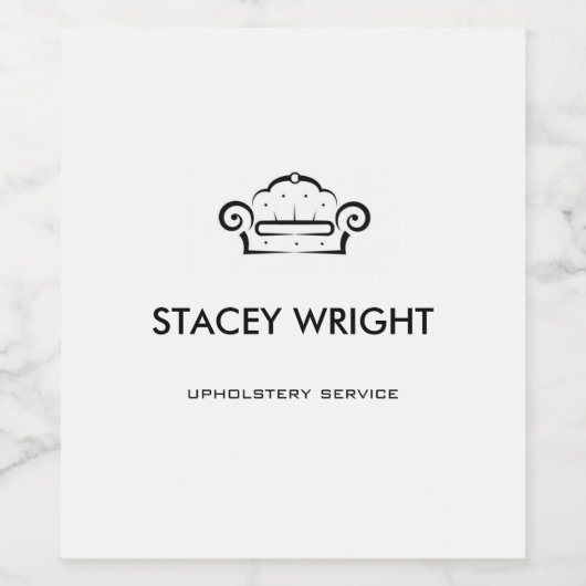 ソファ黒のシルエットの上張り白 ワインラベル (シングルラベル)