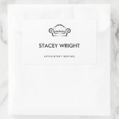 ソファ黒のシルエットの上張り白 長方形シール (バッグ)