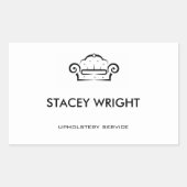 ソファ黒のシルエットの上張り白 長方形シール (正面)