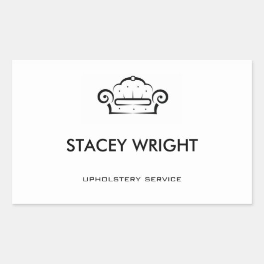 ソファ黒のシルエットの上張り白 長方形シール (正面)