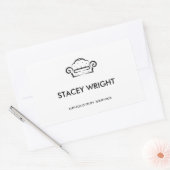 ソファ黒のシルエットの上張り白 長方形シール (封筒)