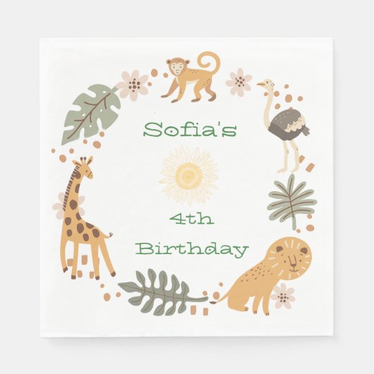 ソフィアのジャングル動物パーティー スタンダードランチョンナプキン (正面)