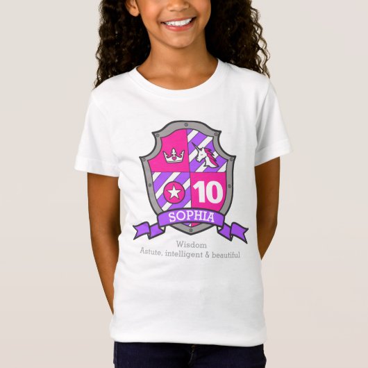 ソフィアの名前は10th birthday princess knightという意味 tシャツ (正面)