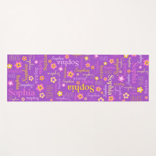 ソフィアの花の名前タイポグラフィ紫 ヨガマット (正面(横))