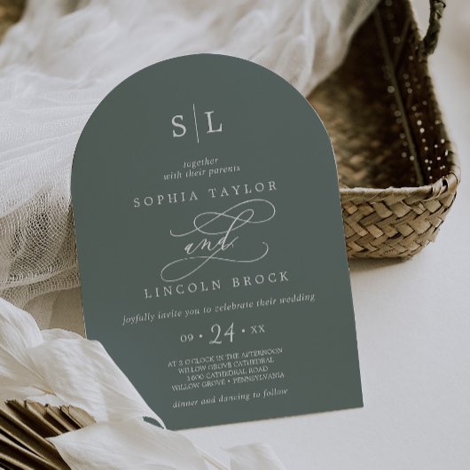 ソフィアアーチトロピカルグリーン目的地の結婚式 招待状