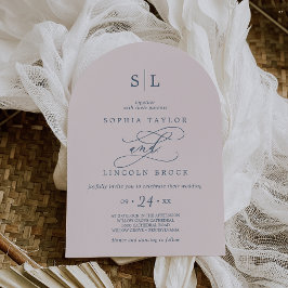 ソフィアアーチモノグラムピンク赤面とネイビ結婚ーズ 招待状