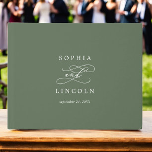 ソフィアウッドランドオリーブグリーンモノグラム結婚ズ ゲストブック