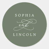ソフィアウッドランドオリーブグリーン結婚ズ封筒用シール ラウンドシール (正面)