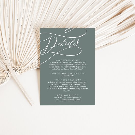 ソフィアエレガントトロピカルグリーン結婚セージ詳細 エンクロージャーカード