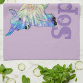 ソフィアカカラフルワイトベビーヤギジャンプアニマルアート キッチンタオル (折り畳み)