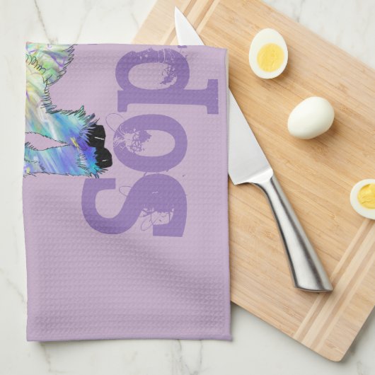 ソフィアカカラフルワイトベビーヤギジャンプアニマルアート キッチンタオル (四つ折り)