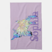 ソフィアカカラフルワイトベビーヤギジャンプアニマルアート キッチンタオル (縦)