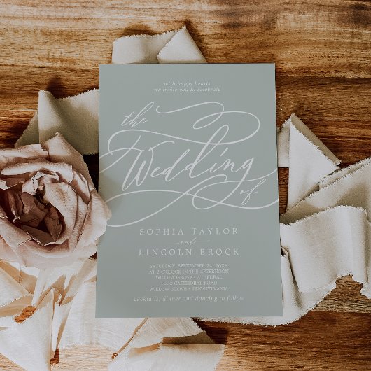 ソフィアセージモダングレイクラシックエレガントウェディング 招待状