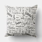 ソフィアタイポグラフィ白黒 クッション (正面)