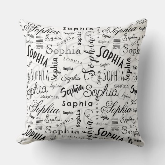 ソフィアタイポグラフィ白黒 クッション (正面)