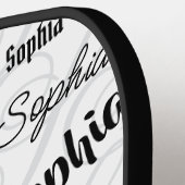 ソフィアタイポグラフィ白黒 ピックルボールラケット (左詳細)