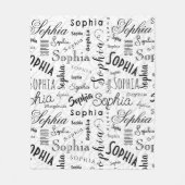 ソフィアタイポグラフィ白黒 フリースブランケット (正面)