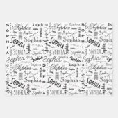 ソフィアタイポグラフィ白黒 ラッピングペーパーシート (正面)