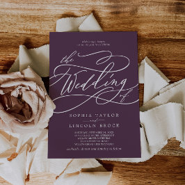 ソフィアダークシンプルプラムクラシック紫の結婚 招待状