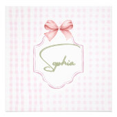 ソフィアパーソナライズされたピンクボウ&ギンガムプリント フォトプリント (正面)