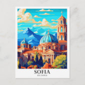 ソフィアブルガリアアートヴィンテージトラベルイラストレーション ポストカード (正面)