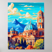 ソフィアブルガリアヴィンテージ旅行イラストレーション ポスター (正面)