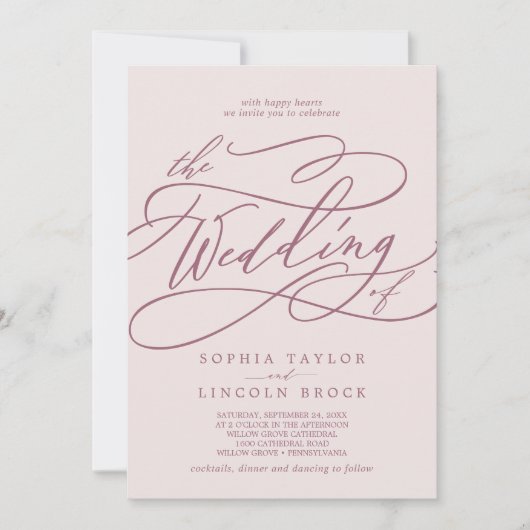 ソフィアブルゴーニュ赤面クラシックボホエレガントウェディング 招待状 (正面)