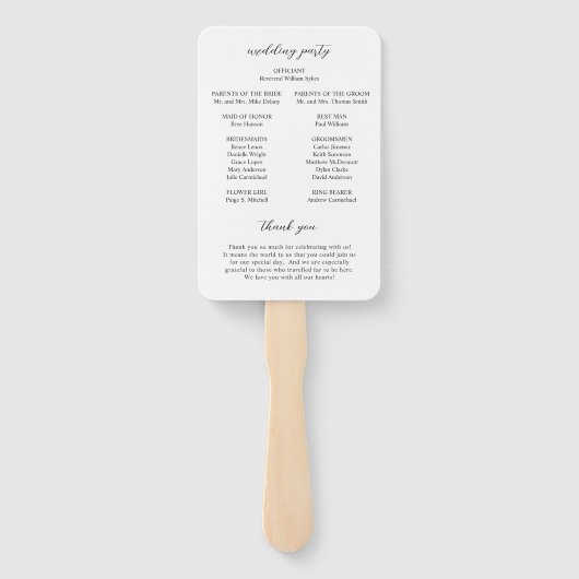 ソフィアホワイトモダン結婚式 プログラム ハンドファン (裏面)