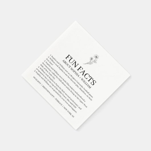 ソフィアモダンウェディングレセプションおもしろいファクト スタンダードカクテルナプキン (角)