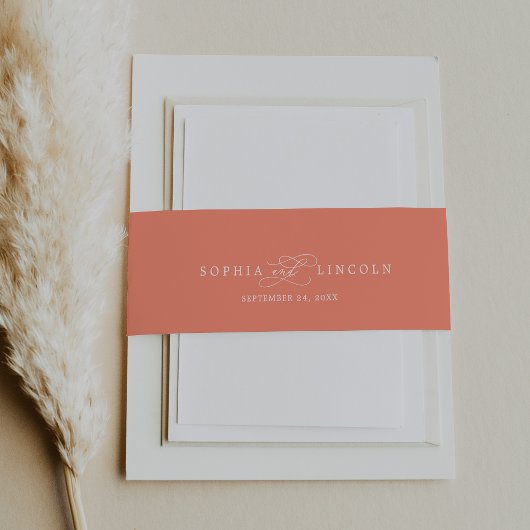 ソフィアロマンティックブライトコーラルサマー結婚ズ 招待状ベリーバンド