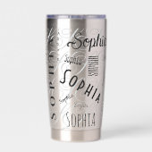ソフィア名前をカスタムするブルーブラック 保温保冷タンブラー (背面)