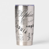 ソフィア名前をカスタムするブルーブラック 保温保冷タンブラー (正面)